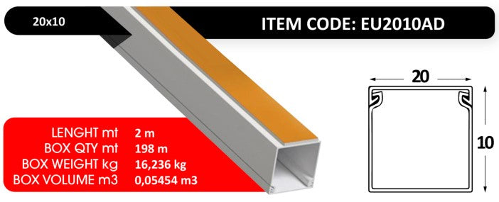أنابيب PVC لاصقة 20×10 – IP40 – 2 متر