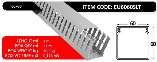 Slotted Cable Trunking 60×60 – 2 Meters