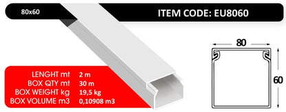 PVC Trunking 80×60 – IP40 – 2 Meters