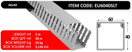 Slotted Cable Trunking 60×40 – 2 Meters