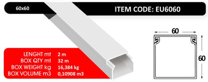 PVC Trunking 60×60 – IP40 – 2 Meters