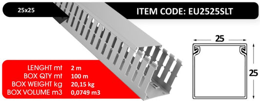 Slotted Cable Trunking 25×25 – 2 Meters