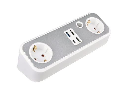 V.E.M. 2-Way Desktop Socket with USB – Smart & Convenient Power Access