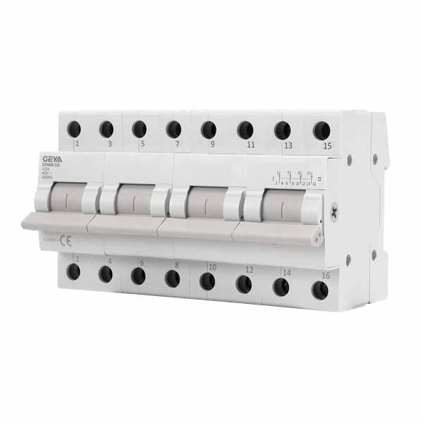 GEYA GYHO8 4P manual changeover switch, angled view