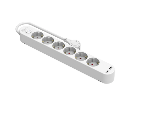 V.E.M. 6-Way Multiple Socket with USB – Power More, Charge Smarter