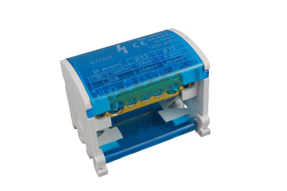 V.E.M. 125A Two-Pole Distribution Block – 7 Ways, PA66 Housing & Brass Conductor V.E.M.