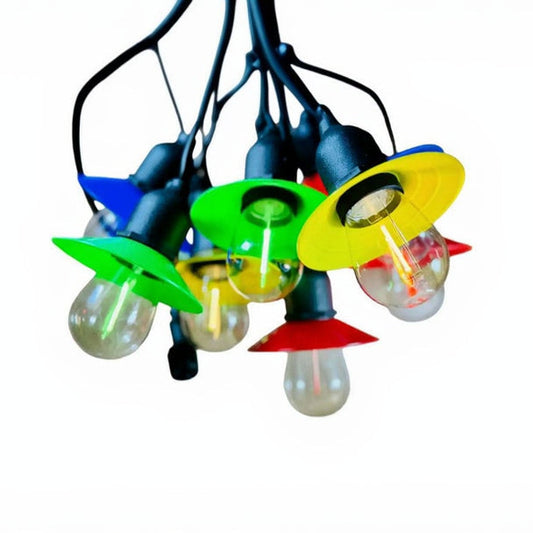 Aura 5M Festive Festoon Lights - 10 Colored LED Bulbs with Decorative Hats Aura Lighting