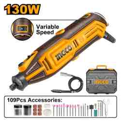 INGCO Mini Rotary Tool 130W Variable Speed with 109pcs Accessories and Case MG13328