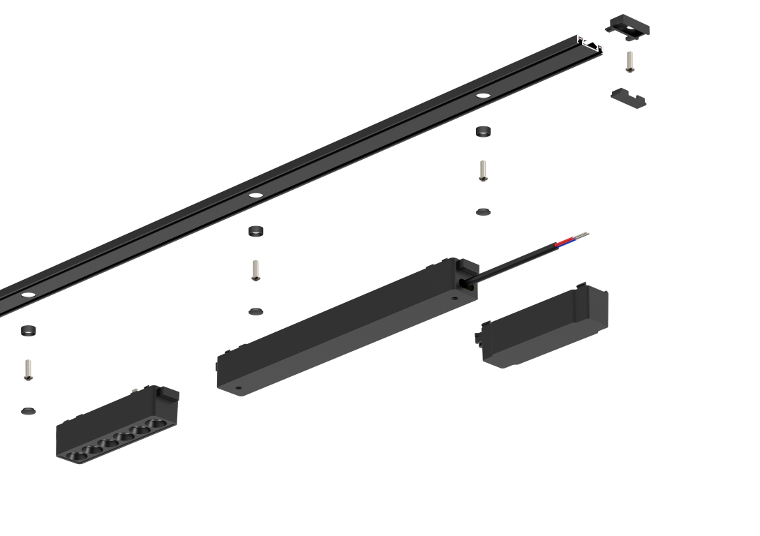 Ultra Thin Magnetic Black Track Rail
2 Meters W26*H6 48VDC  Surface Mounted