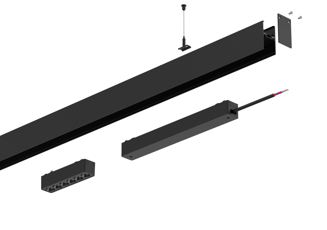 Ultra Thin Magnetic Black Track Rail
3 Meters W29.5*H50 48VDC Hoisted Mounted