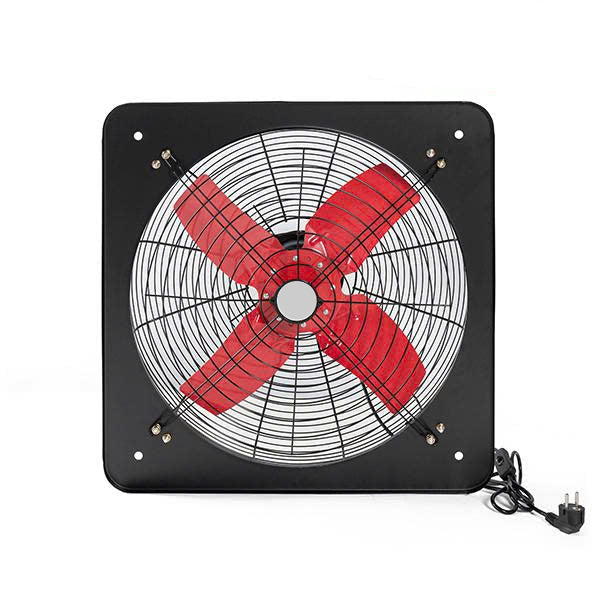 Exhaust fan with red blades on a white background, featuring the Quat Dien HN brand.