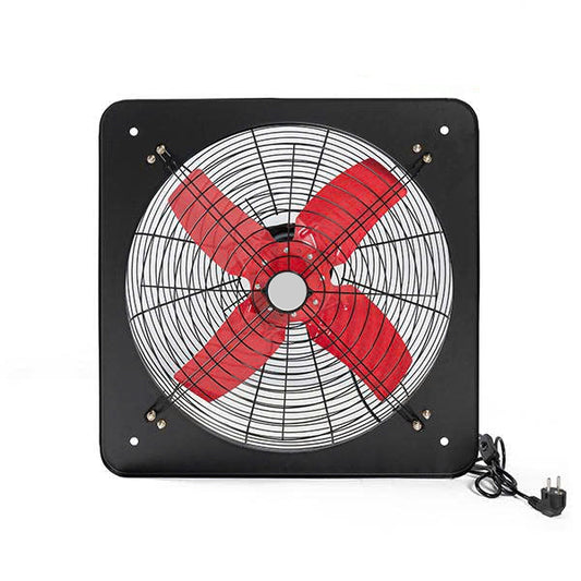 Exhaust fan with red blades on a white background, featuring the Quat Dien HN brand.