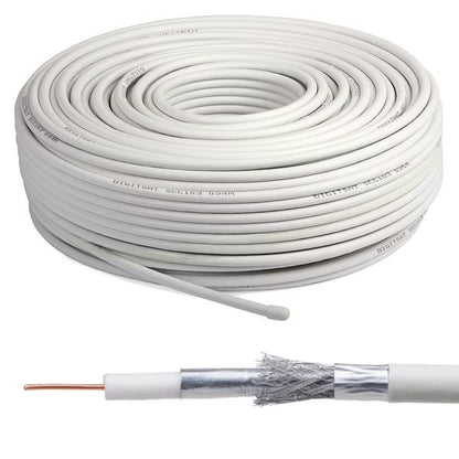 V.E.M. RG6 Coaxial Cable - 100m High-Shielding White Roll V.E.M.