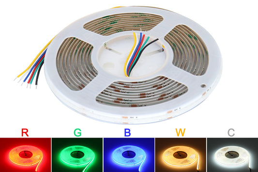Aura LED Strip 24V RGBCW 18W 60L 12MM (10M/Roll, Dimmable, Dynamic Effects)