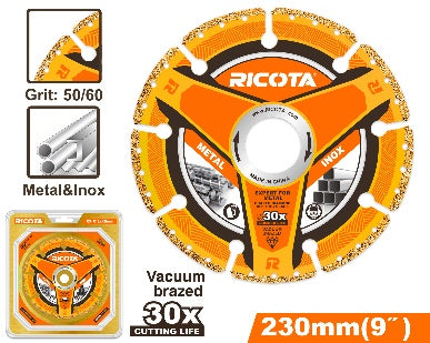 Ricota 230x22.2mm ديسك قص الماس لقطع المعادن والانابيب الصلبة Ricota