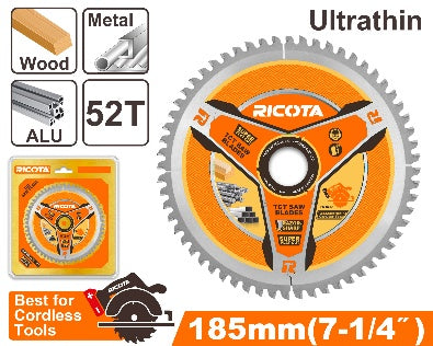 Ricota 185x20mm TCT 52T 1.2mm ديسك قص للخشب والألومنيوم والمعادن فائقة الرقة Ricota