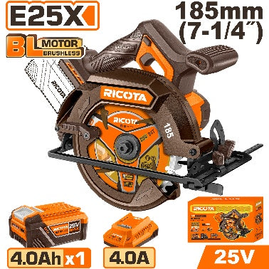 Ricota 25V 1Batt 4Ah + Char 185mm BL منشار صدر بطارية Ricota