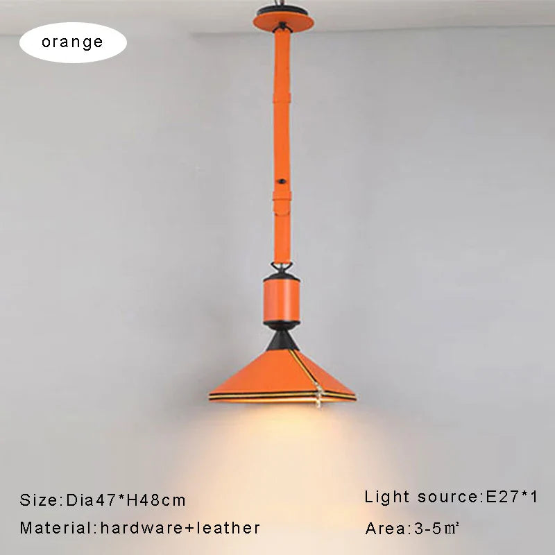 AUR-MD1742-D470-OR Tiferet Orange Leather Pendant Light