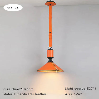 AUR-MD1742-D470-OR Tiferet Orange Leather Pendant Light