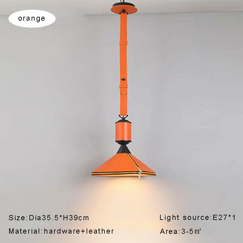 AUR-MD1742-D350-OR Tiferet Orange Leather Pendant Light