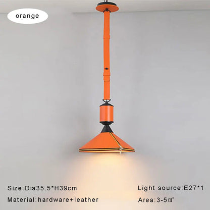 AUR-MD1742-D350-OR Tiferet Orange Leather Pendant Light