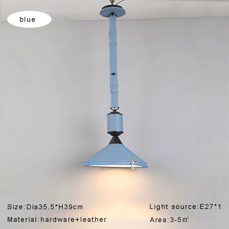 AUR-MD1742-D350-BL Tiferet Blue Leather Pendant Light