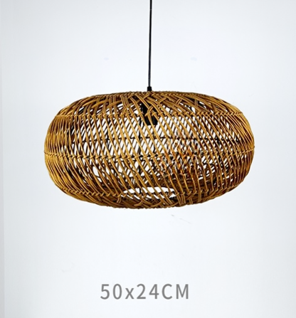 AURA Woven Rattan Oval Lantern Pendant Light - 50cm Aura Lighting