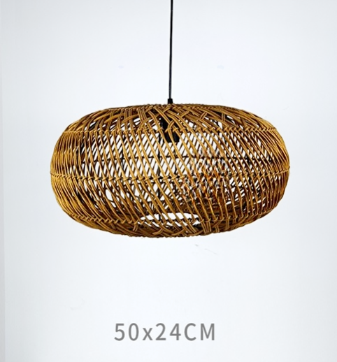 AURA Woven Rattan Oval Lantern Pendant Light - 50cm Aura Lighting
