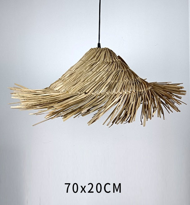 AURA Woven Straw Fringe Pendant Light - 70cm Aura Lighting