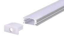 Aura Aluminum Silver Profile 20×10mm Surface Mounted with Milky Cover
