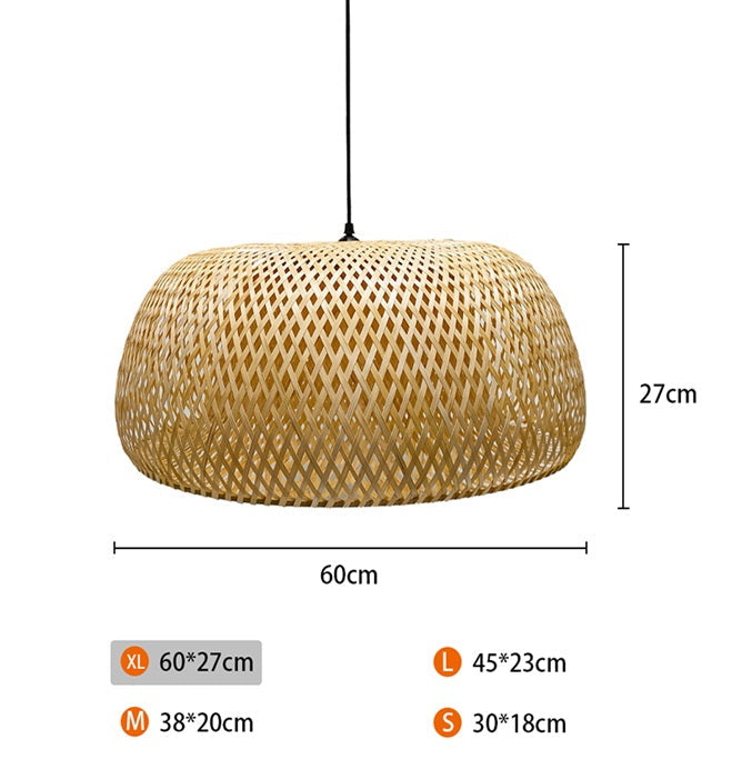 AURA Woven Bamboo Wide Dome Pendant Light - 60cm Aura Lighting