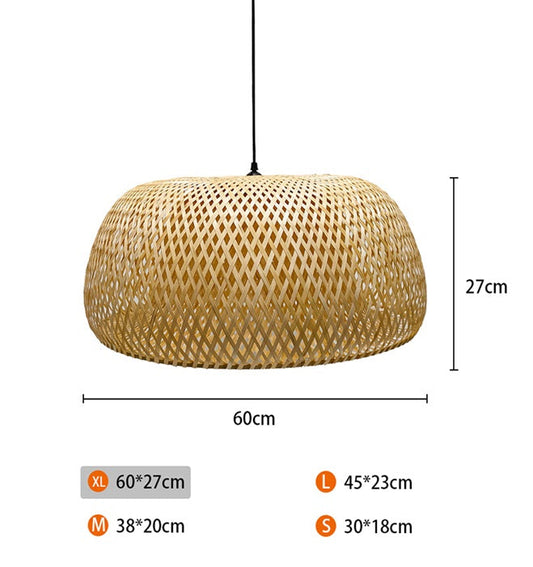 AURA Woven Bamboo Wide Dome Pendant Light - 60cm Aura Lighting