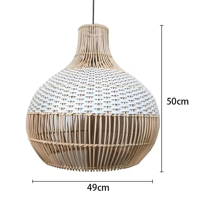 AURA Two-Tone Woven Rattan Teardrop Pendant Light - 49cm Aura Lighting