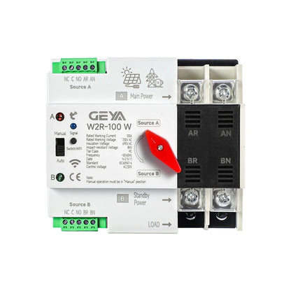 GEYA W2R-WiFi 2P smart automatic transfer switch, front view