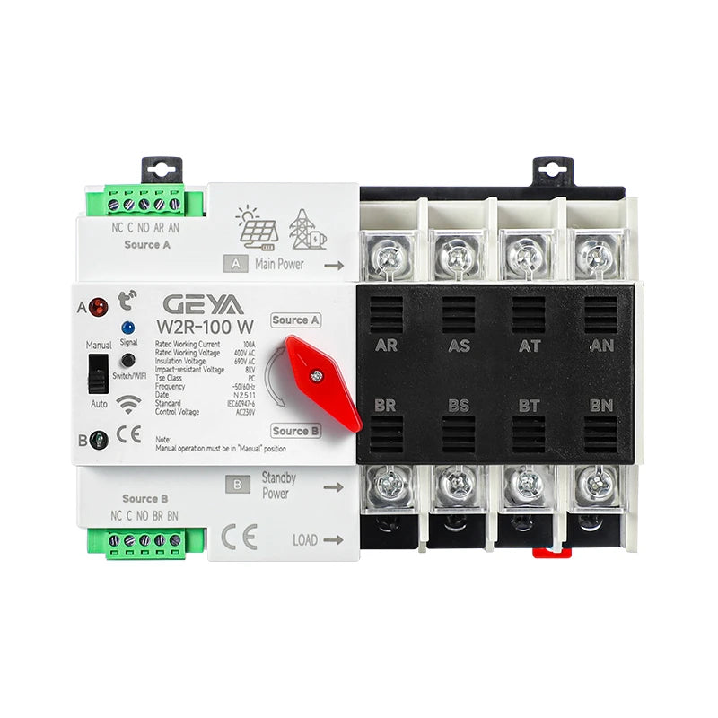 GEYA W2R-WiFi 4P smart automatic transfer switch, front view