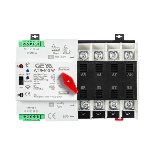 GEYA W2R-WiFi 4P smart automatic transfer switch, front view