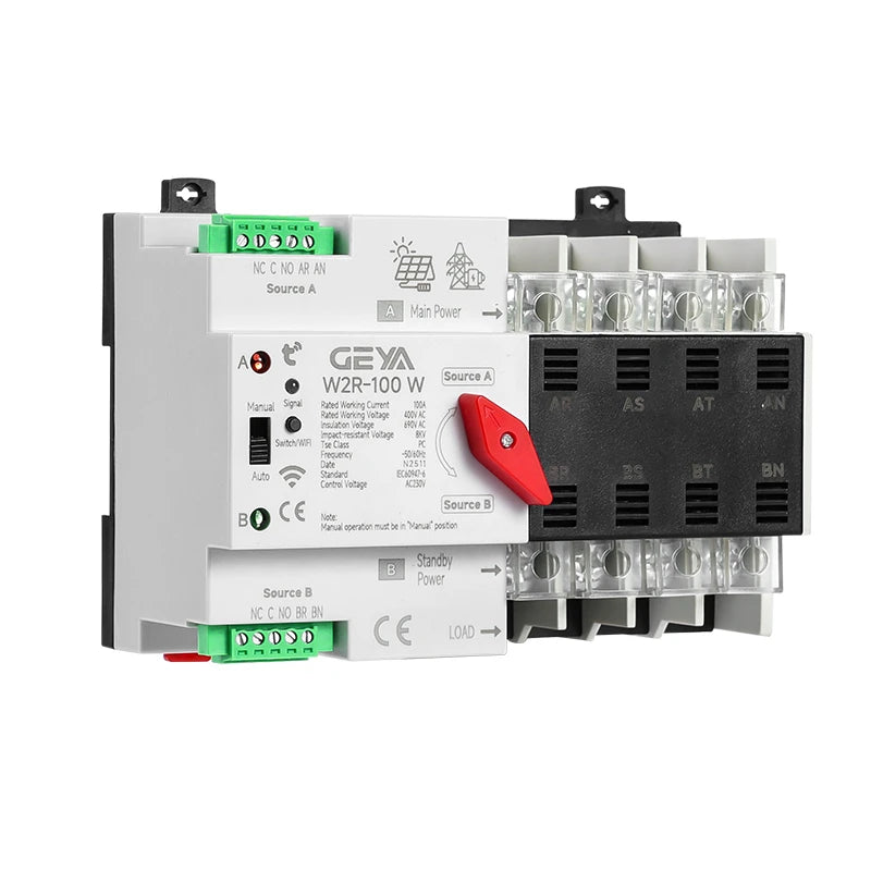 GEYA W2R-WiFi 4P smart automatic transfer switch, side view