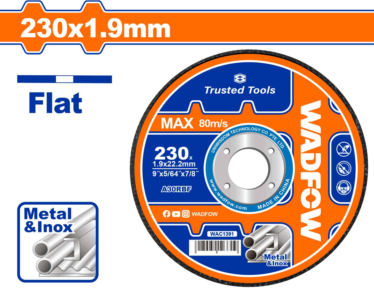 WADFOW 230 x 1.9 x 22.2 mm ديسك قص حديد Wadfow