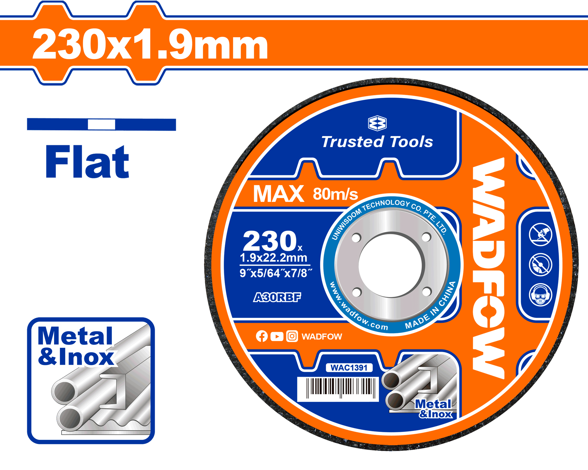 WADFOW 230 x 1.9 x 22.2 mm ديسك قص حديد Wadfow