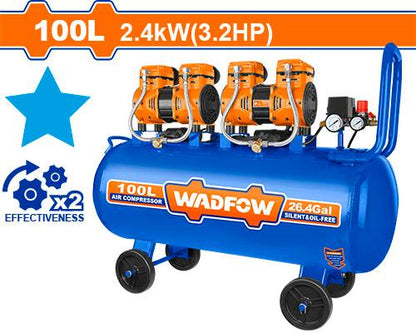 WADFOW كومبرسور هواء كاتم موتيرين 2X1200W(3.2HP) 100L Wadfow