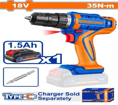 WADFOW 20V 1Batt 1.5Ah 2 Speed 10mm 35N.m BL مقدح بطارية Wadfow