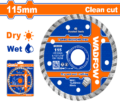 WADFOW 115(4-1/2"") x 22.2 mm  Wet / Dry Turbo ديسك غرانيت Wadfow
