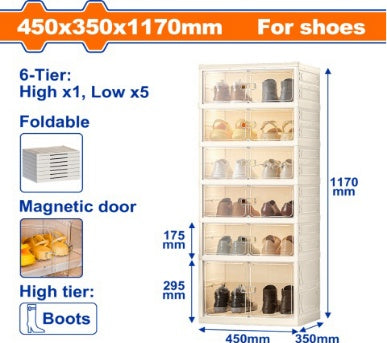 WADFOW (450x350x1170)mm 6-Tier خزانة أحذية قابلة للطي Wadfow