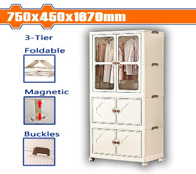 WADFOW (750x450x1670)mm خزانة ملابس قابلة للطي Wadfow