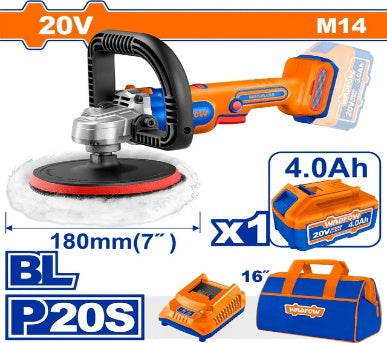 WADFOW  20V 1Batt 4Ah+Char+Bag 180mm BL صاروخ بوليش على البطارية Wadfow