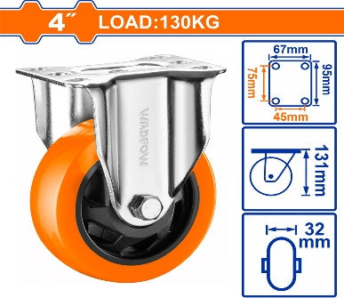 WADFOW Load:130kg PP+PVC 4" دولاب قاعدة حديد ثابتة Wadfow