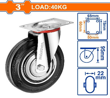 WADFOW Load:40kg steel+rubber 3" دولاب قاعدة حديد متحركة Wadfow