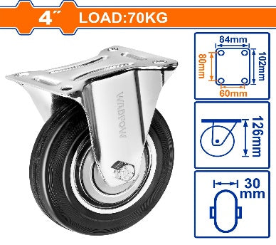 WADFOW Load:70kg steel+rubber 4" دولاب قاعدة حديد ثابتة Wadfow