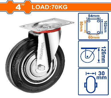 WADFOW Load:70kg steel+rubber 4" دولاب قاعدة حديد متحركة Wadfow