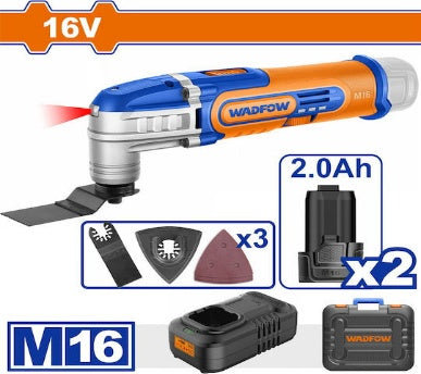 WADFOW 16V 2Batt + Char + 3Pcs Acc ماكينة متعددة السعمالات Wadfow